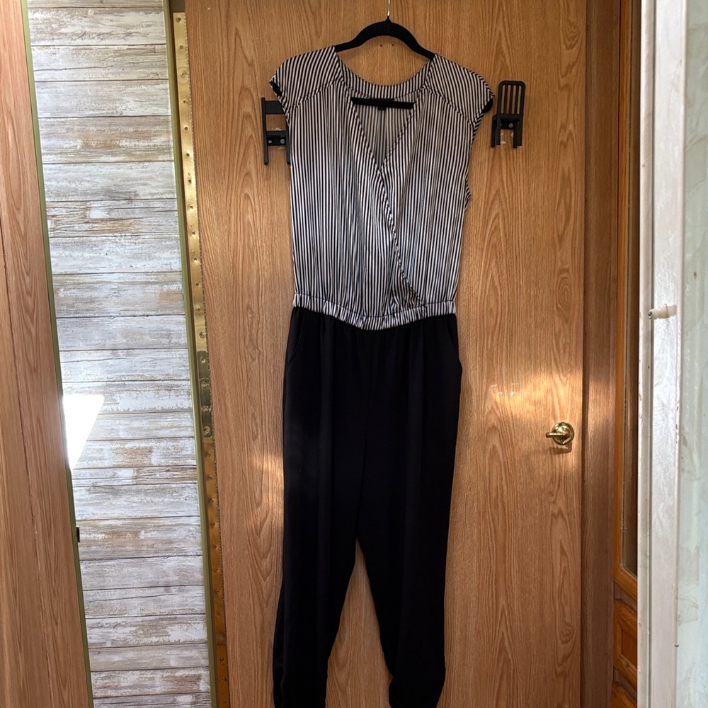 Guess Striped w Black Jumpsuit w cinched ankles